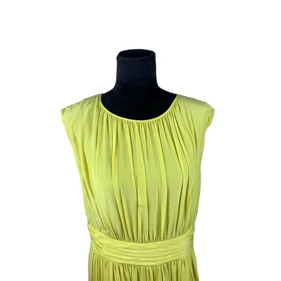 Boden Yellow Pleated Sheath Dress UK 16L US12L Knee Length NWT - Picture 2 of 12